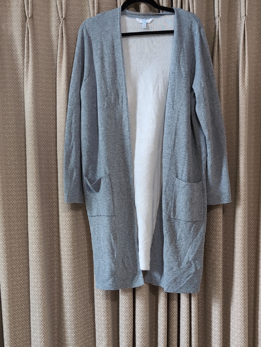 Women's Size XL Time & Tur Open Gray Long Sleeve Cardigan With Pockets